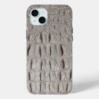 Funda Para iPhone 15 Mini Textura moderna de cuero crocante de taupe