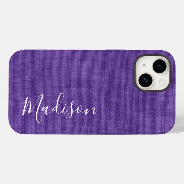 Funda De Case-Mate Para iPhone Textura morada foto de tu guión blanco (Reverso (Horizontal))
