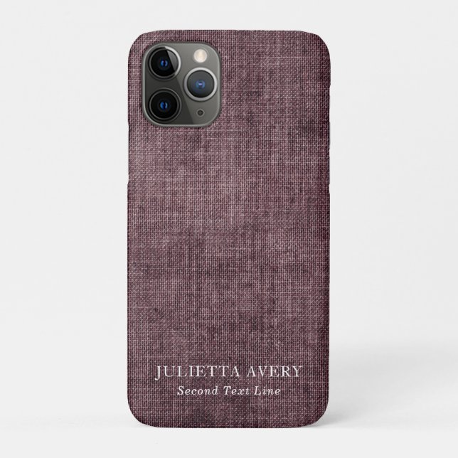 Funda De Case-Mate Para iPhone Textura personalizada de línea rústica de vino púr (Reverso)
