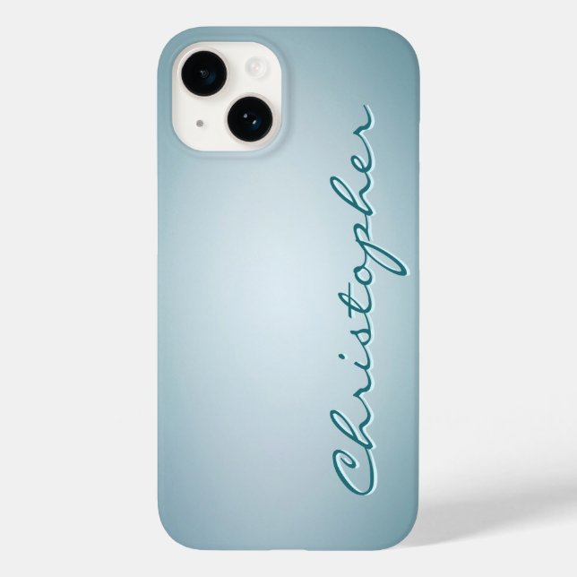 Funda De Case-Mate Para iPhone Textura radial azul claro personalizada (Reverso )