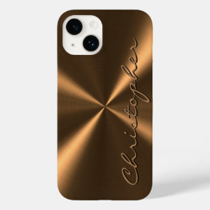 Funda Para iPhone 14 De Case-Mate Textura radial metálica de bronce personalizada