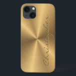 Funda Para iPhone 13 Textura radial metálica de oro personalizada<br><div class="desc">Siéntase libre de modificar el diseño según sus propias preferencias. Puede cambiar la ubicación del diseño, la orientación, los colores de fondo y el tamaño. Además, puede agregar su propio texto, o el eslogan establezca su tipo de letra, ubicación y tamaño, todo para crear el último regalo personal para usted...</div>