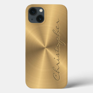 Funda Para iPhone 13 Textura radial metálica de oro personalizada