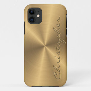 Funda Para iPhone 11 Textura radial metálica personalizada del oro