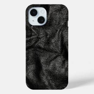 Funda Para iPhone 15 Textura realista de cuero negro de Guay