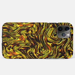 Funda Para iPhone 11 Pro Max Textura rústica dorada con trazos oscuros y naranj