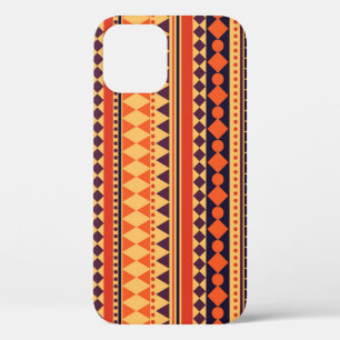 Funda Para iPhone 12 Textura tribal: patrón de rayas vintage.