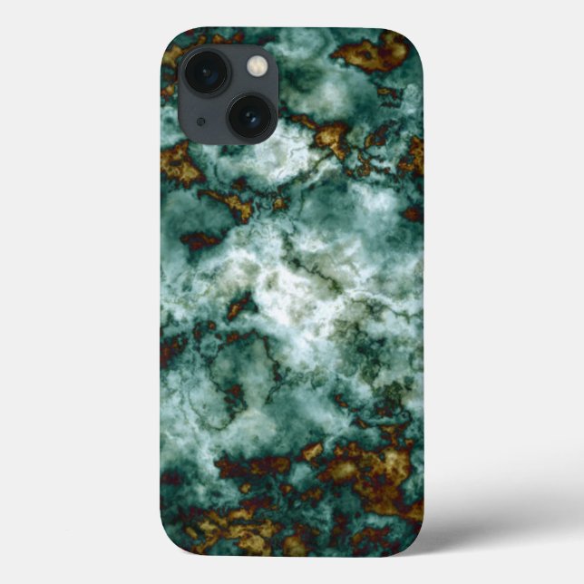 Funda De Case-Mate Para iPhone Textura verde de mármol con venas (Reverso)