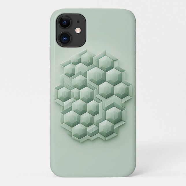 Funda De Case-Mate Para iPhone Textured Hexagons, Geometric Phone Case, Mint Gree (Reverso)