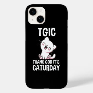 Funda Para iPhone 14 De Case-Mate TGIC Gracias a Dios Es Sábado de Gatos