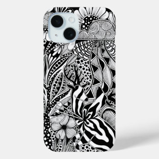 Funda Para iPhone 15 The other side – Black and White Hand-Drawn Art