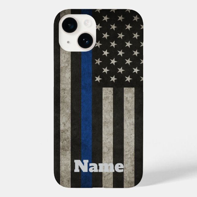 Funda De Case-Mate Para iPhone Thin Blue Line Distressed American Flag Phone Case (Reverso )