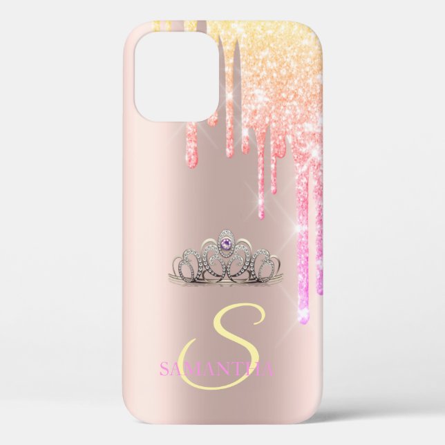 Funda De Case-Mate Para iPhone Tiara Elegante Chic Frio Brillo Gotea (Reverso )