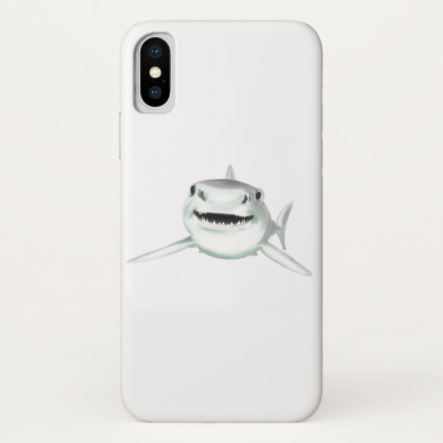 Funda De Case-Mate Para iPhone tiburón acuarela sonriendo gris verde océano anima (Reverso)