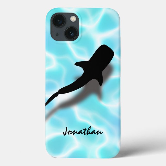 Funda De Case-Mate Para iPhone Tiburón ballena personalizado con playa tropical e (Reverso)