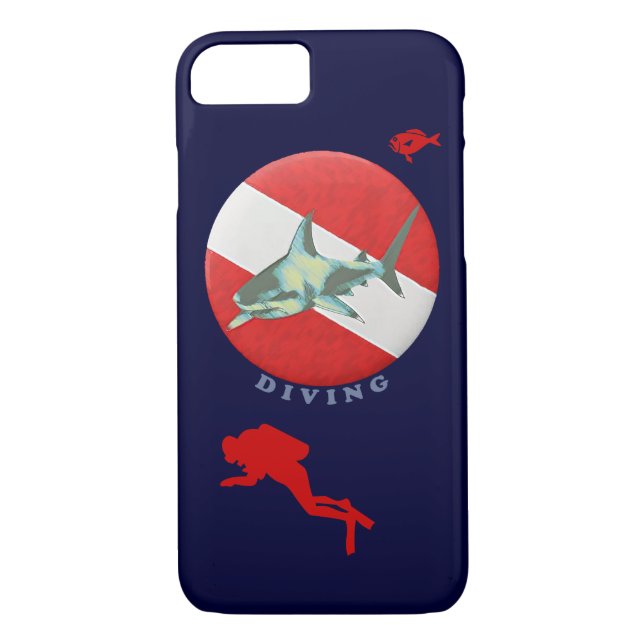Funda De Case-Mate Para iPhone tiburón de bandera ondulada (Reverso)