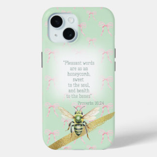 Funda Para iPhone 15 Tiburón Pastel Verde Rosa Arco Biblia Abeja Verde