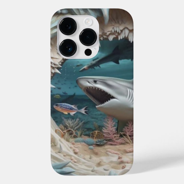 Funda De Case-Mate Para iPhone Tiburón submarino 3D (Reverso )