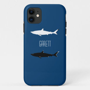Funda Para iPhone 11 tiburones blancos negros personalizados