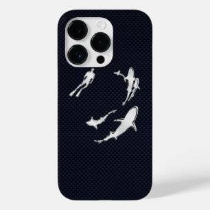 Funda Para iPhone 14 Pro De Case-Mate Tiburones cromados náuticos en la impresión de fib