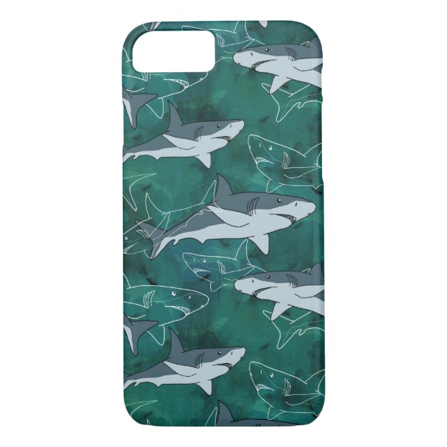 Funda De Case-Mate Para iPhone Tiburones, marinos, marinos, peces, depredadores,  (Reverso)