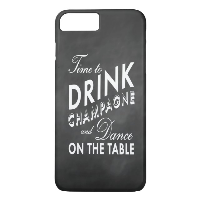 Funda De Case-Mate Para iPhone Tiempo de beber champán Chalkboard iPhone 7 Plus (Reverso)