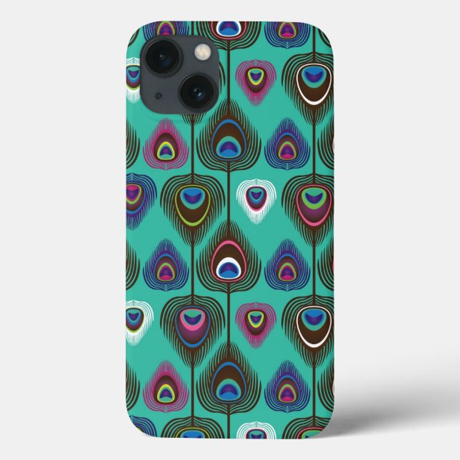 Funda De Case-Mate Para iPhone tierno patrón de plumas de pavo real (Reverso)