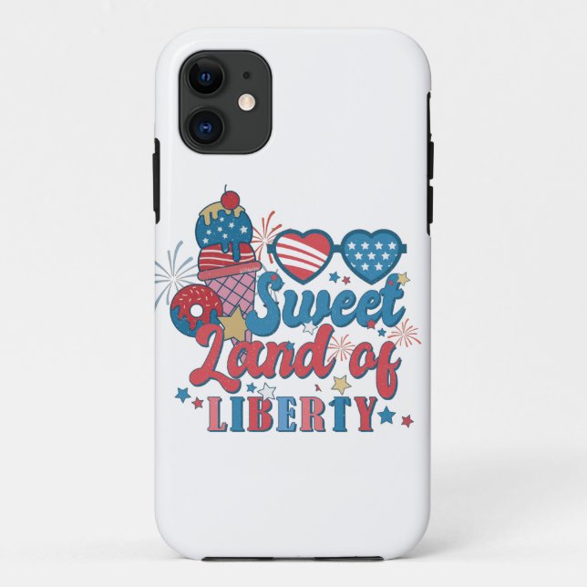 Funda De Case-Mate Para iPhone TIERRA DULCE patriótica de LIBERTAD (Reverso)