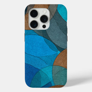 Funda Para iPhone 15 Pro Tierra y Océano: Flujo abstracto en azul y marrón