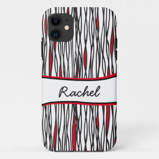 Funda Para iPhone 11 Tierras tribales caso de iphone en blanco y rojo n