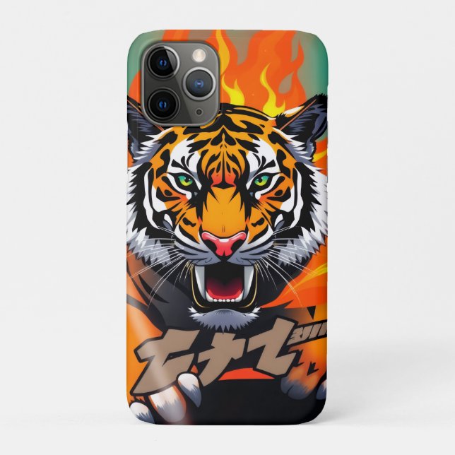 Funda De Case-Mate Para iPhone Tigre anime en llamas (Reverso)