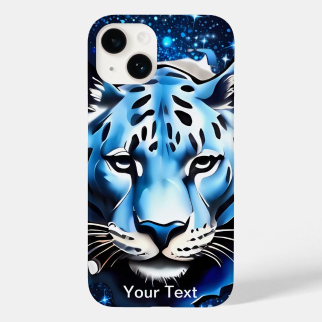 Funda De Case-Mate Para iPhone Tigre blanco con espárragos azules (Reverso )