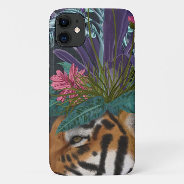 Funda De Case-Mate Para iPhone Tigre con cabeza tropical (Reverso)