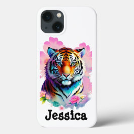 Funda Para iPhone 13 Tigre con flores