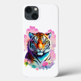 Funda Para iPhone 13 Tigre con flores