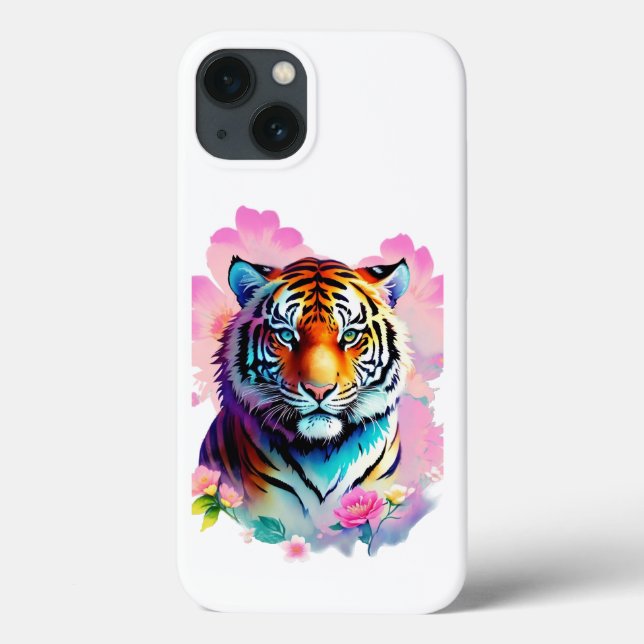 Funda De Case-Mate Para iPhone Tigre con flores (Reverso)