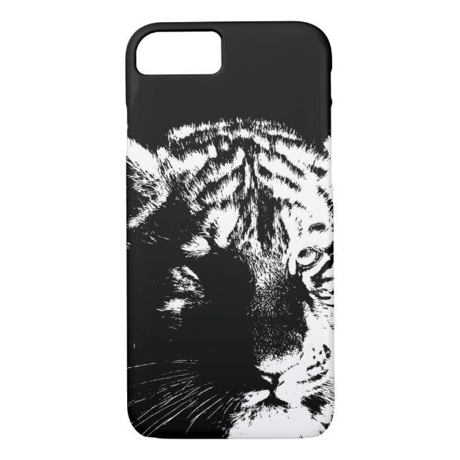 Funda De Case-Mate Para iPhone Tigre de arte pop blanco y negro (Reverso)