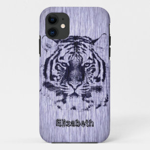 title_seo2 Tigre en grano de madera gris