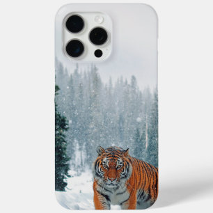 Funda Para iPhone 15 Pro Max tigre en la nieve