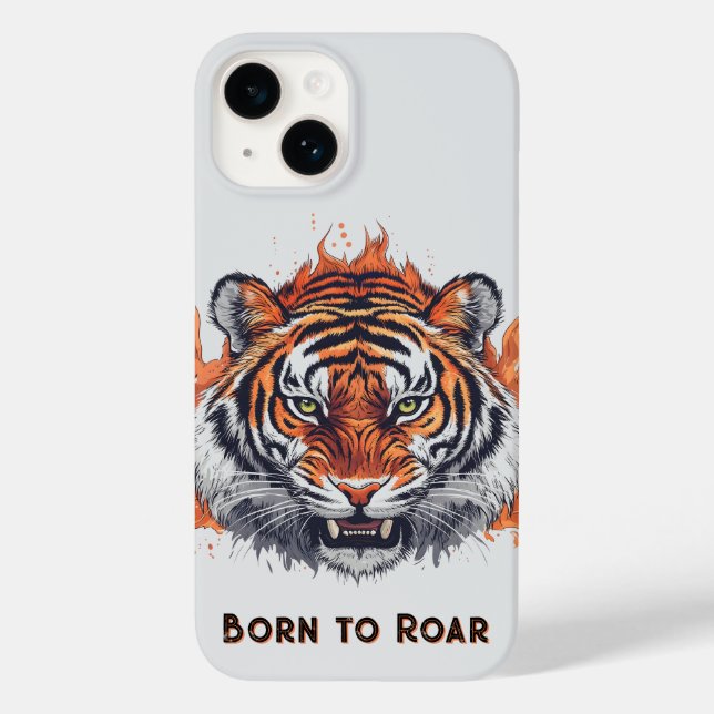 Funda De Case-Mate Para iPhone Tigre fuerte con llamas - Texto de Personalizable (Reverso )