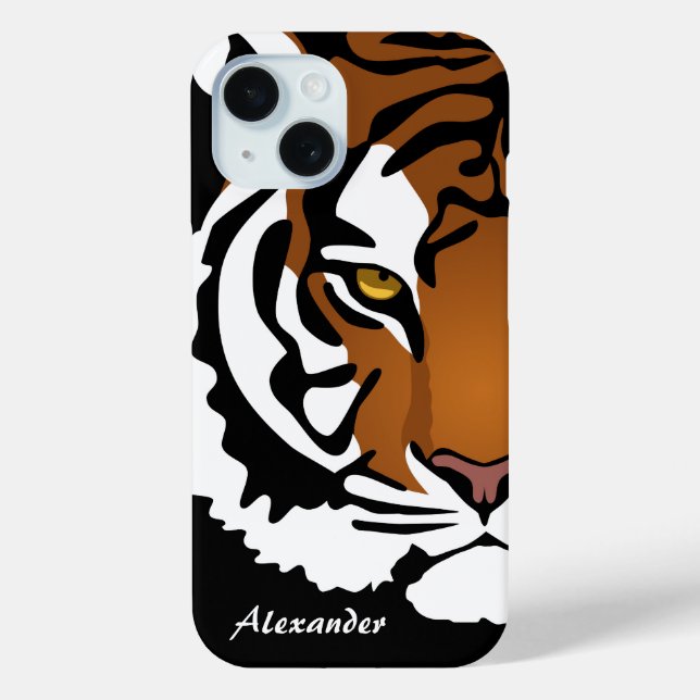 Funda De Case-Mate Para iPhone Tigre, gato salvaje en negro (Reverso )