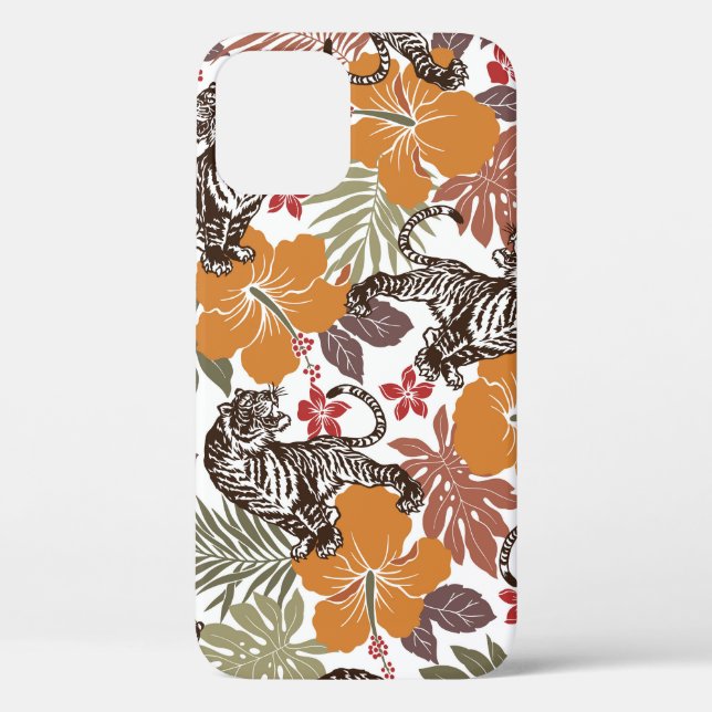Funda De Case-Mate Para iPhone Tigre Hibiscus, Patrón Exótico. (Reverso )