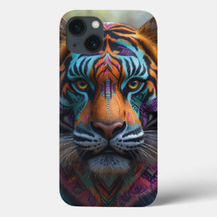 Funda Para iPhone 13 Tigre majestuoso con pinta de rostro tribal vibran