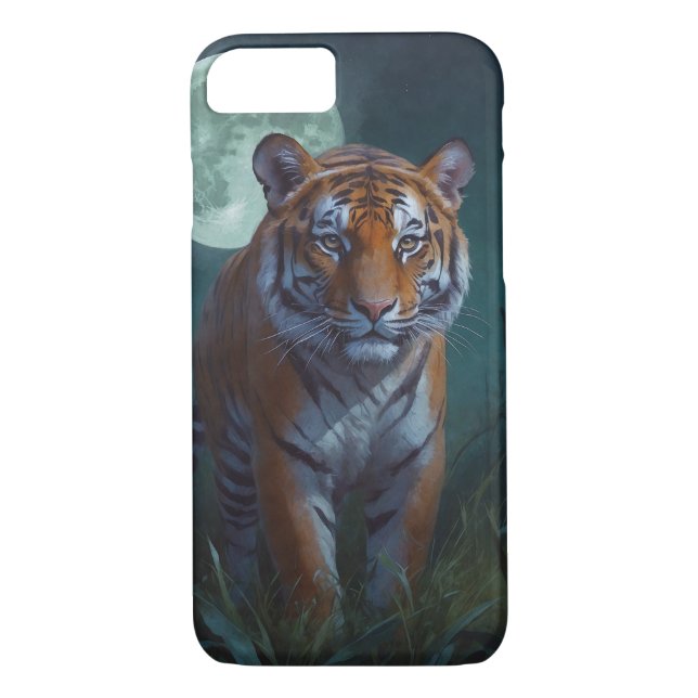 Funda De Case-Mate Para iPhone Tigre y luna llena (Reverso)