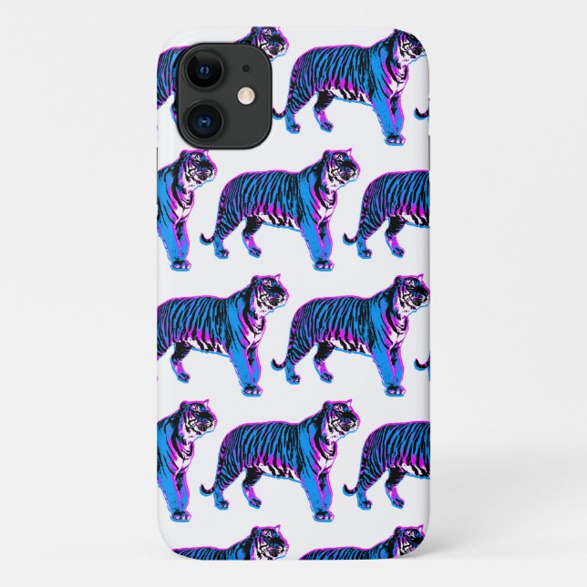 Funda De Case-Mate Para iPhone Tigres Azules Retro de los 80 (Reverso)