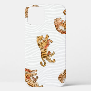 Funda Para iPhone 12 Tigres salvajes: Patrón animal acuarela.