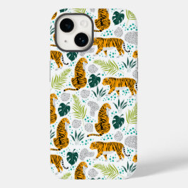 Funda Para iPhone 14 De Case-Mate Tigres y patrón de hojas tropicales