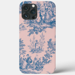 Funda Para iPhone 13 Pro Max Tile de jouy rosa y blanco elegante