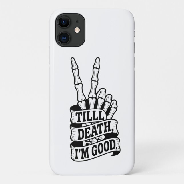 Funda De Case-Mate Para iPhone Till Death Peace Hand Skeleton  (Reverso)