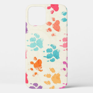 Funda Para iPhone 12 Tinta colorida, patas de perro sucias